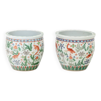 Pair of Canton porcelain planters, circa 1950