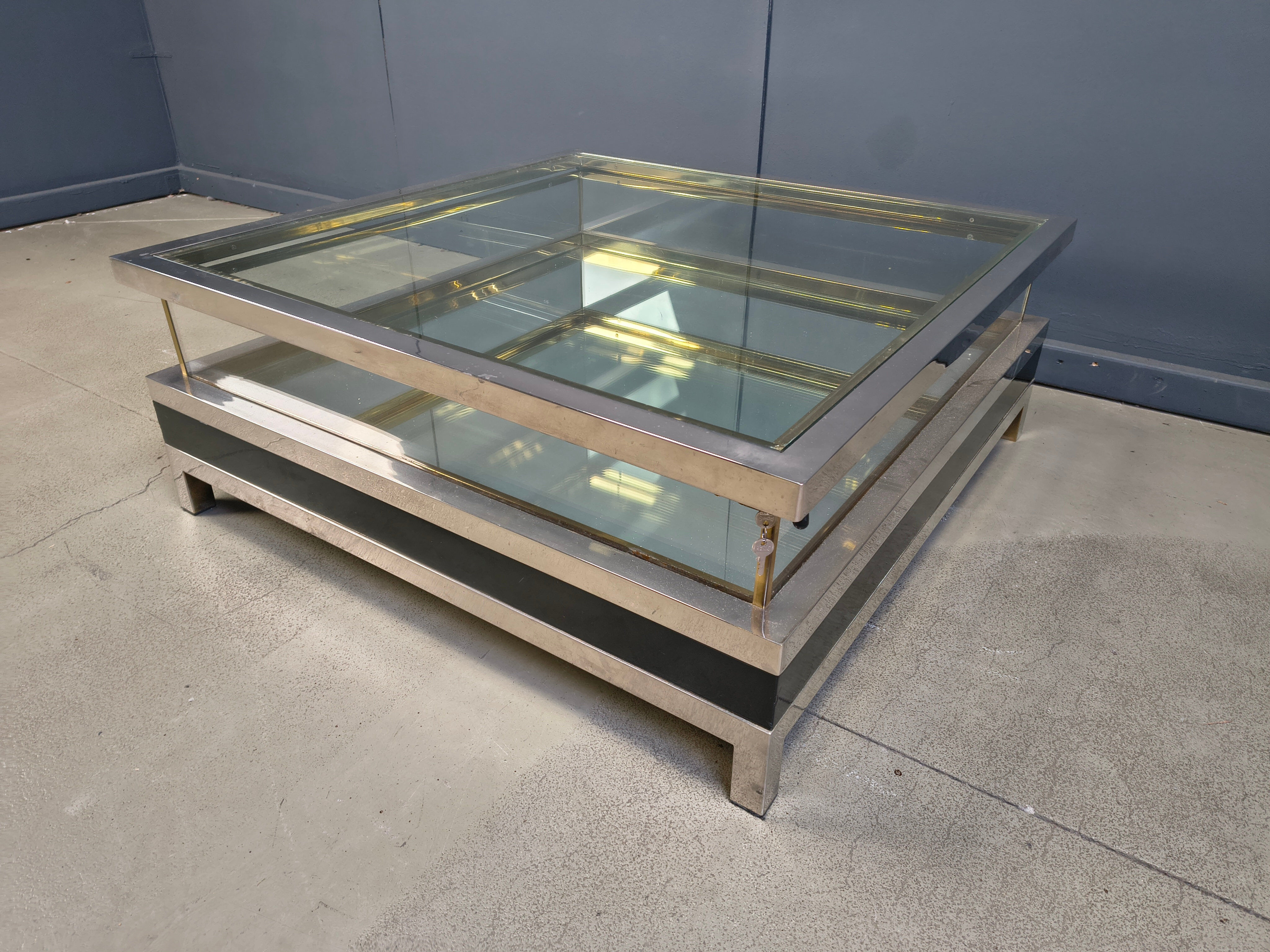 Vintage sliding top coffee table, 1970s