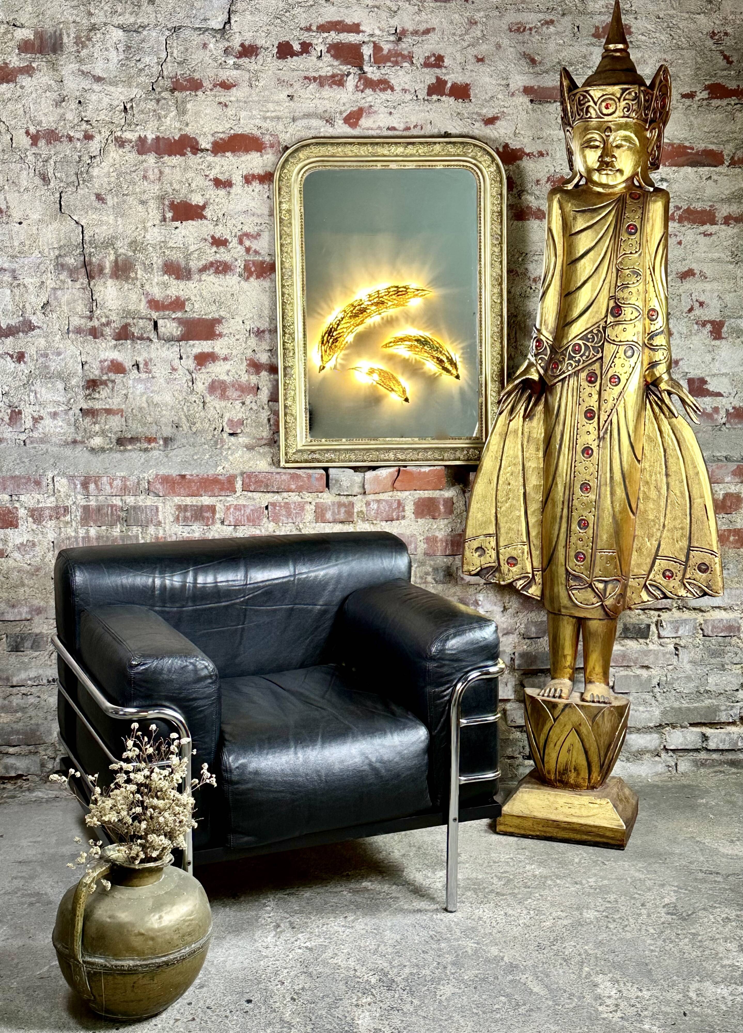 Miroir époque Louis Philippe à décors de fleurs 86x62 cm