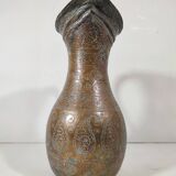 Vase Cruche Hammam Persan en Cuivre Argenté / 19ème Empire Perse / Ciselé Qajar