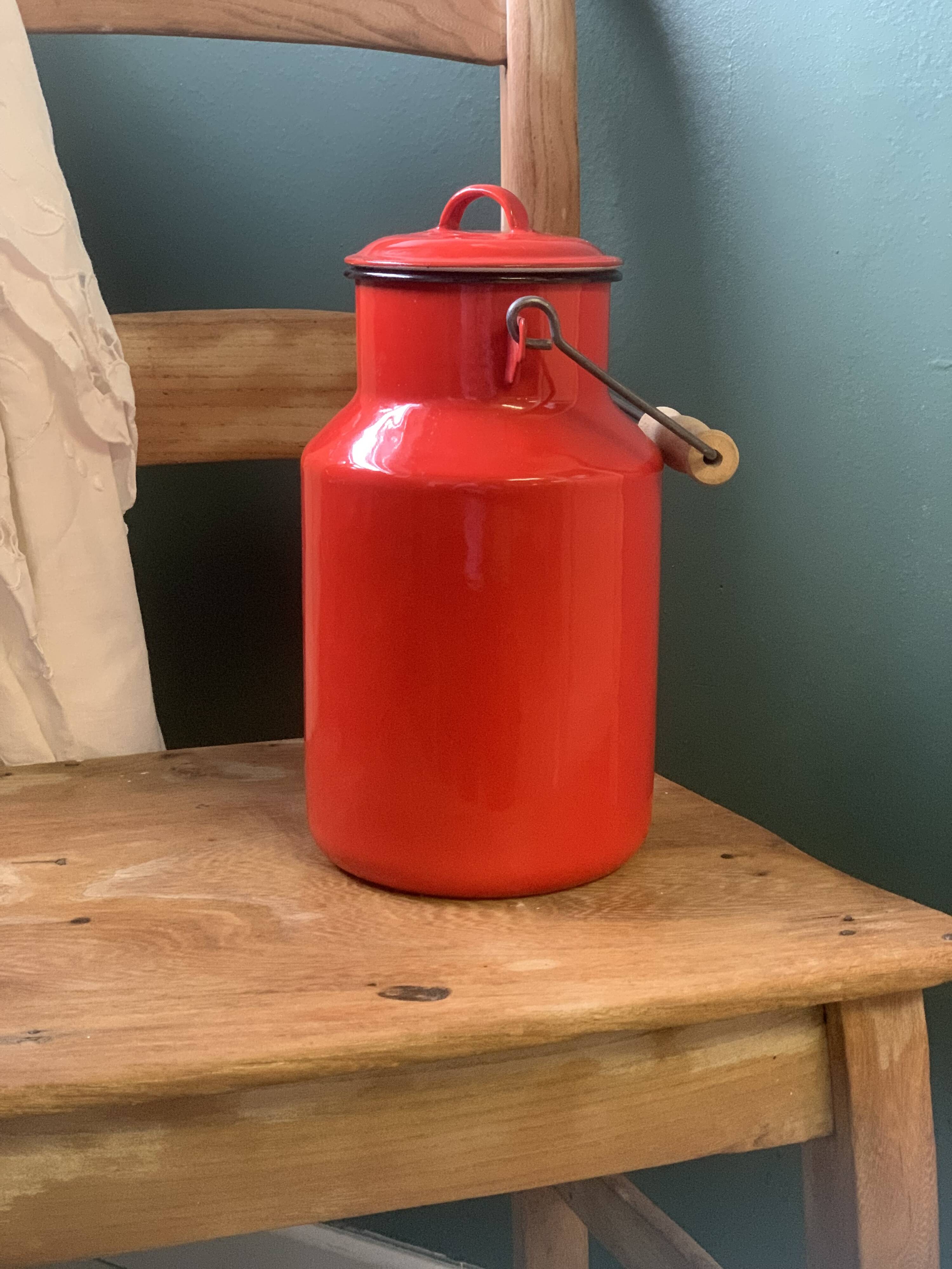 Enameled milk jug