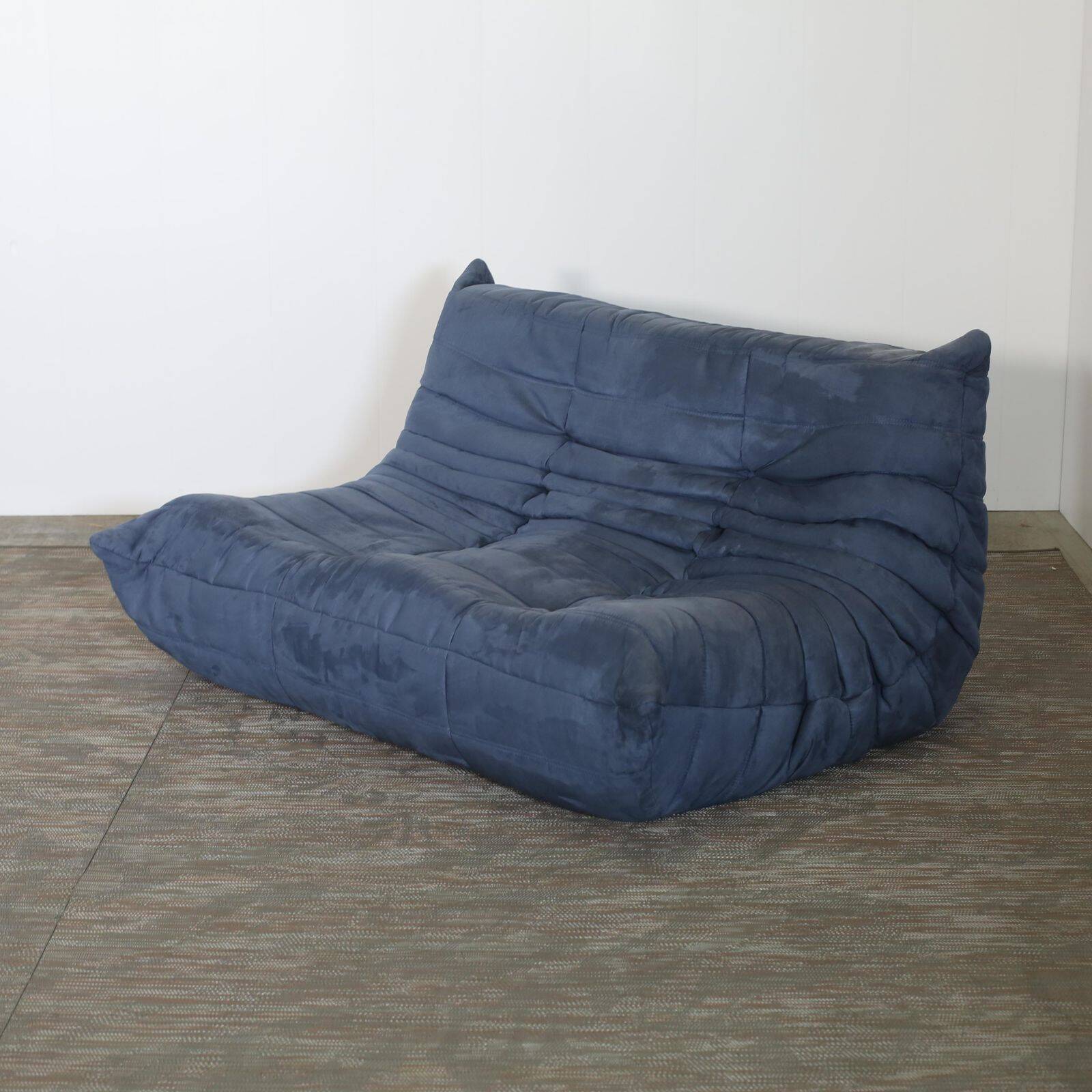 Ligne Roset two-seater blue Togo sofa by Michel Ducaroy