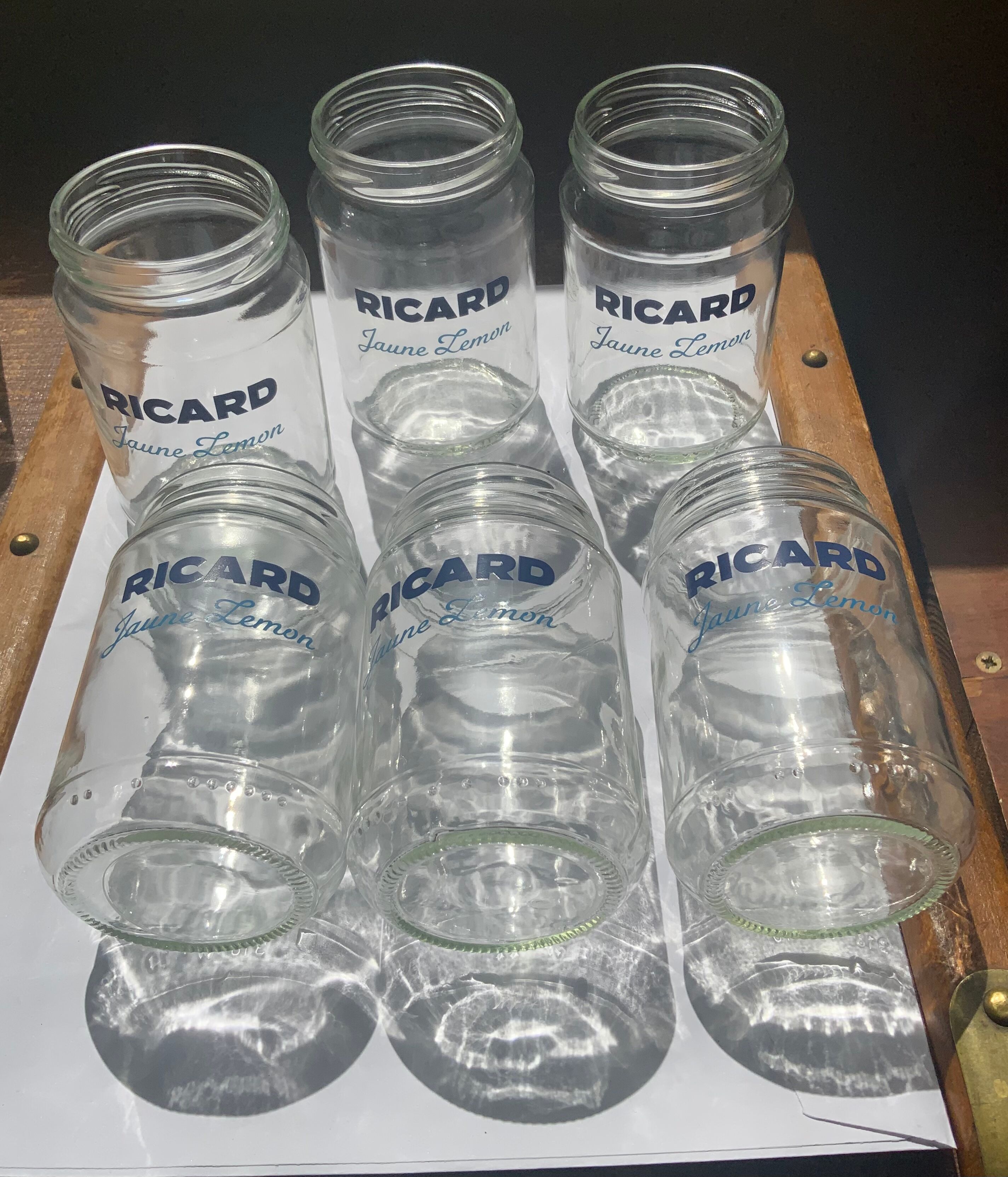 Lot 6 glasses Ricard yellow lemon shape vintage jar new without packaging
