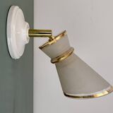 Vintage tulip wall light in white and gold frosted glass