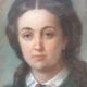Pastel 19th century girl with old frame