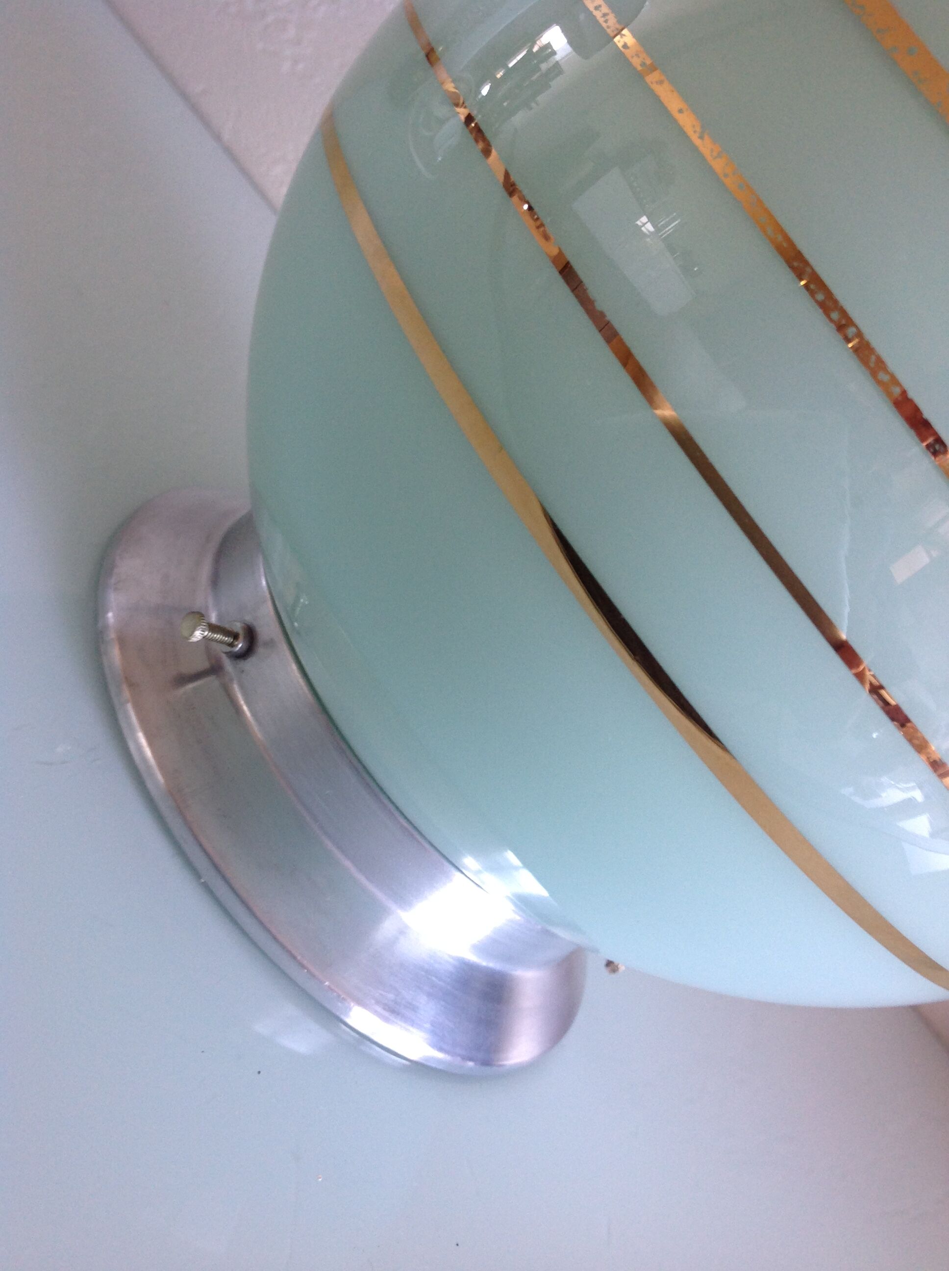 Ceiling lamp globe in opaline peppermint / vintage years 50-60