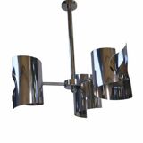 Vintage chrome steel pendant light, 1970s design
