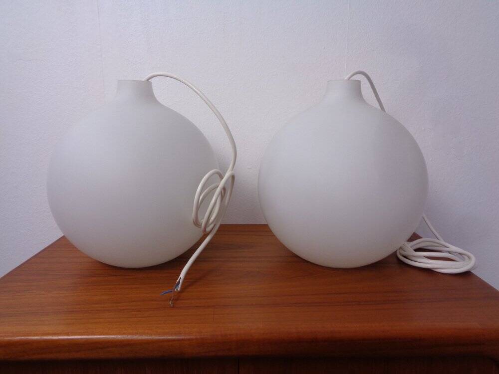 Opaline Glass Satellite Pendant Lamps by Vilhelm Wohlert for Louis Poulsen, 1960s, Set of 2