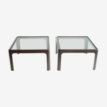 Baydur and glass side tables by Peter Ghyczy for Bayer, Germany 1970s, set of2.