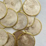 12 coasters in mother-of-pearl and vintage brass