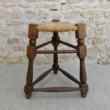 Tripod stool and straw seat, 1960s