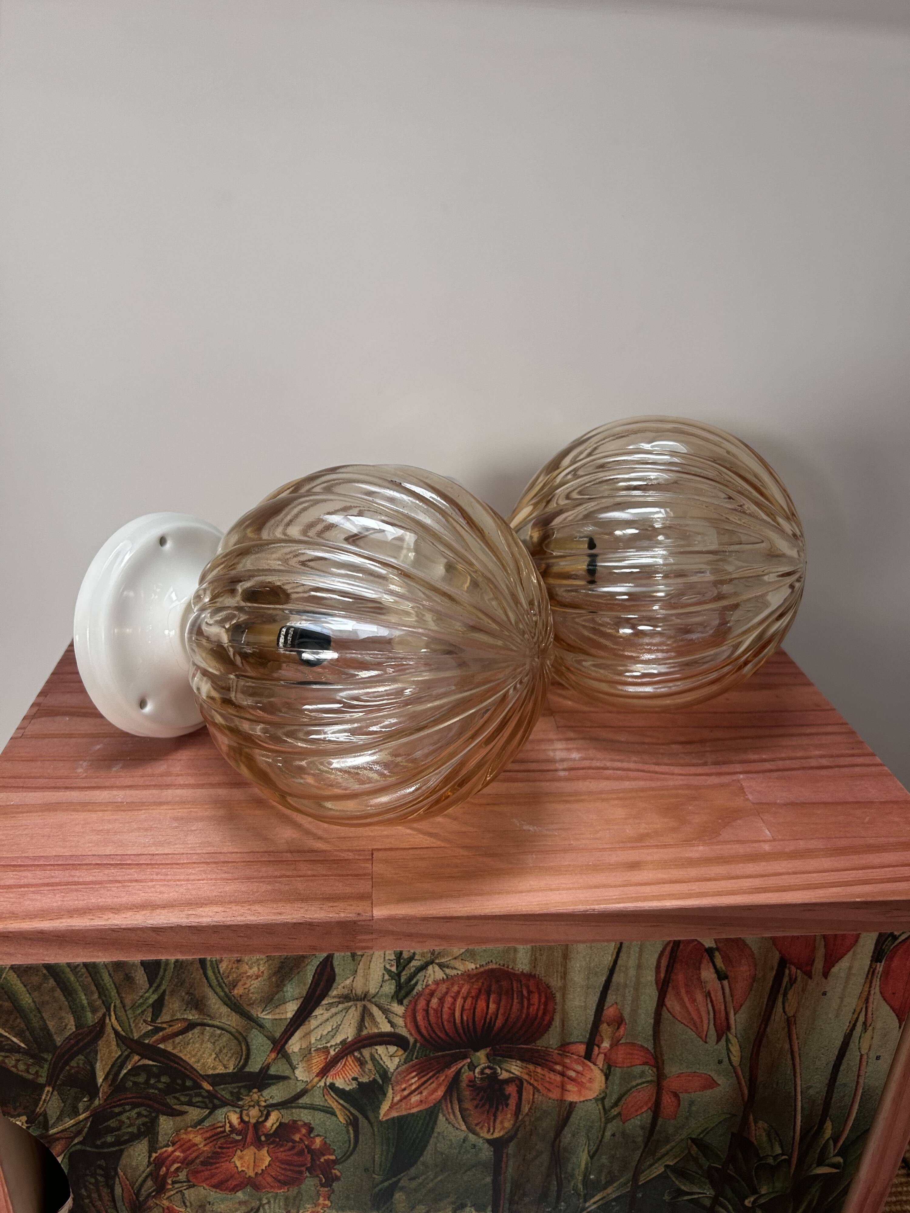 Pair of vintage globe wall lights