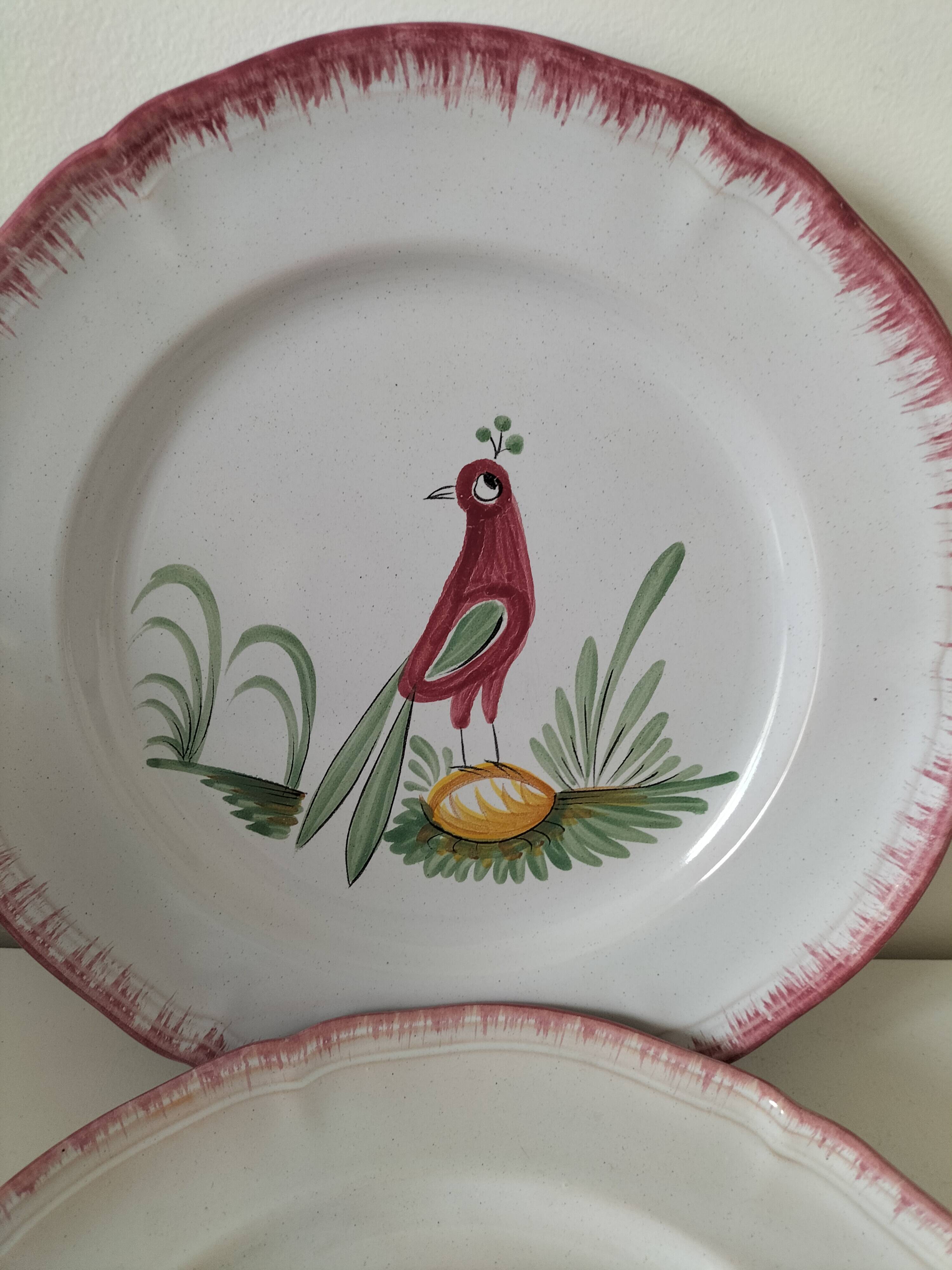 Set of 3 vintage Sainte-Radegonde earthenware plates