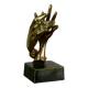 sculpture de mains entrelacées en bronze doré, signée Lohé.
