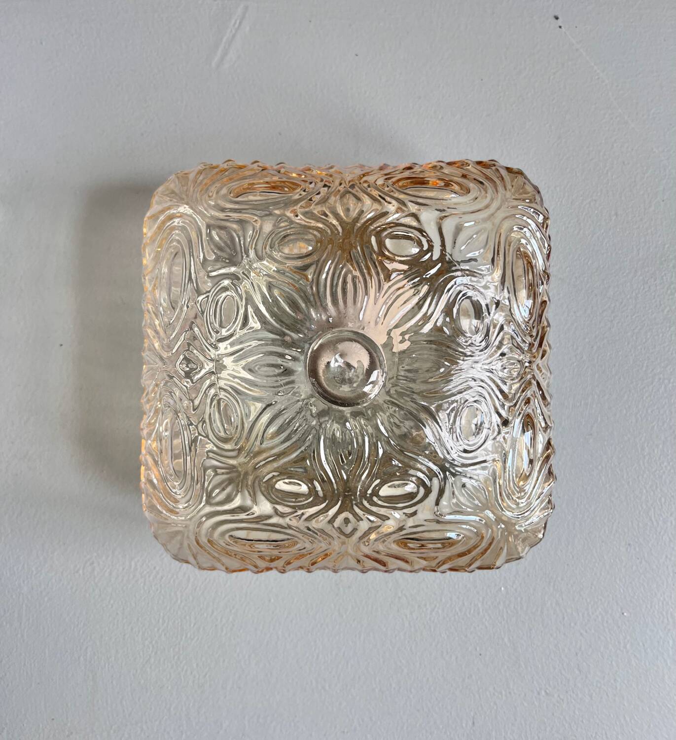 Square amber glass wall light