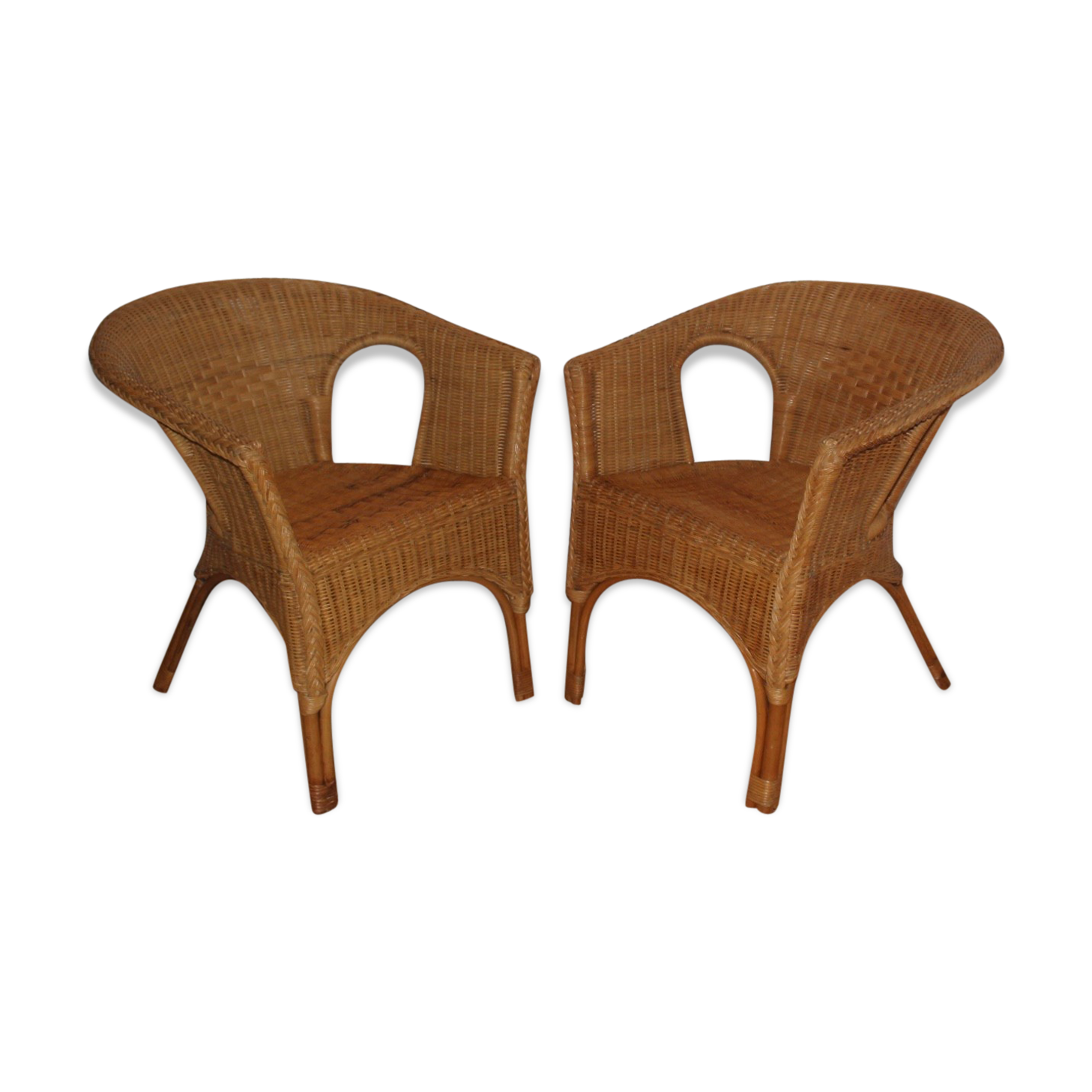 Pair of vintage wicker armchairs