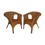 Pair of vintage wicker armchairs