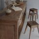 Old trading counter in solid oak – 19th century trade furniture