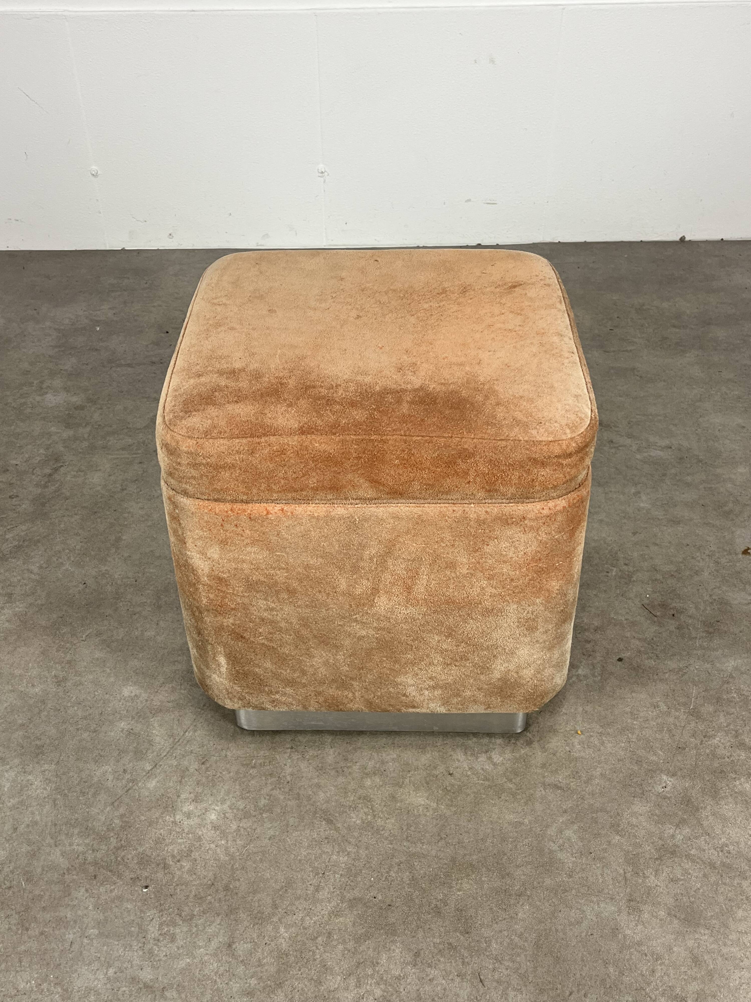 70s suede trunk pouf