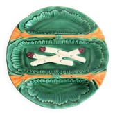 Plate Dish Asparagus Barbotine Bavent Ceramic Majolica Vintage Decor