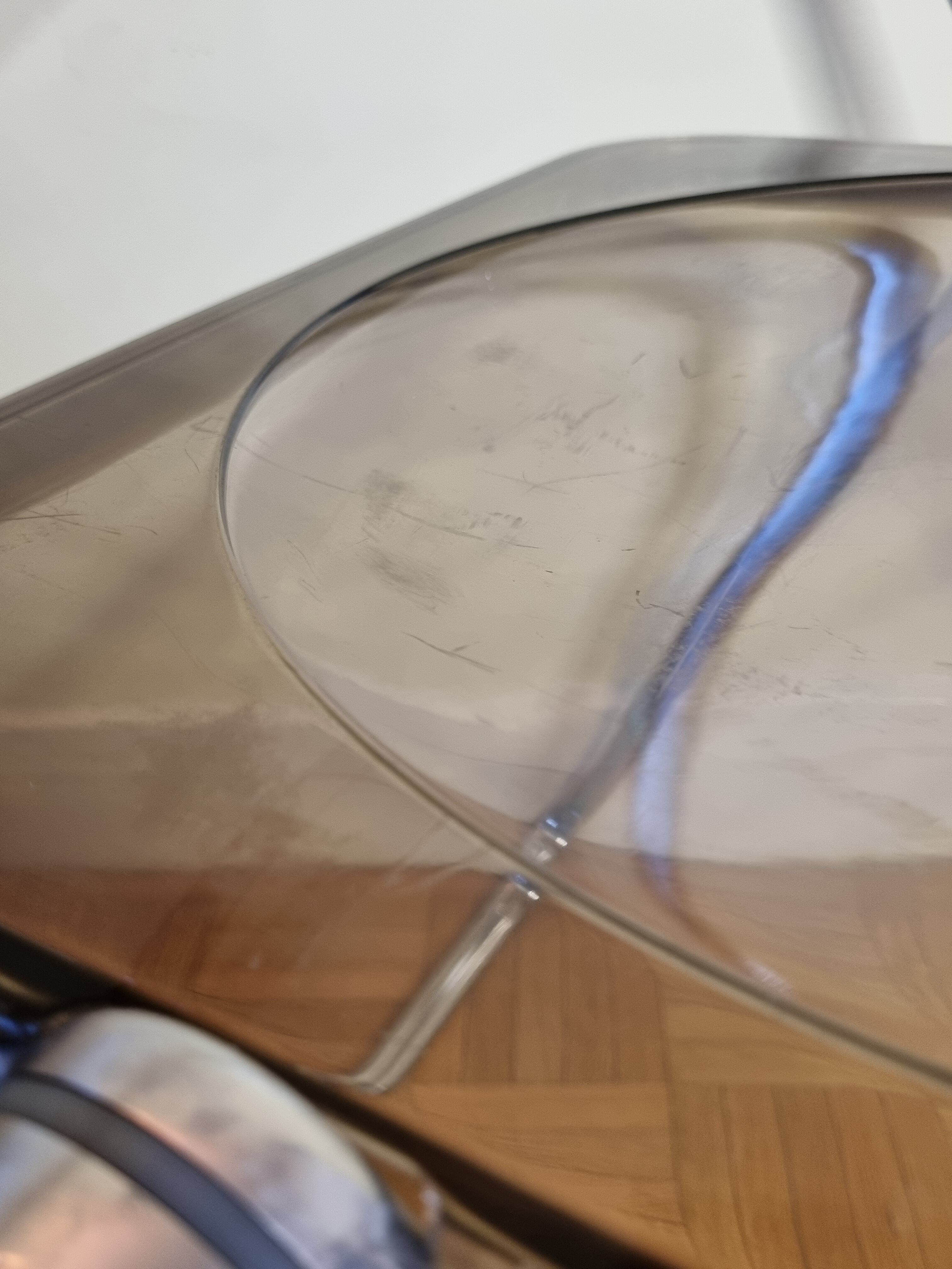 Chaise pliante "plia" en métal et plexiglas fumé de Giancarlo Piretti pour Castelli
