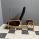 Highback chair with ottoman in black boucle