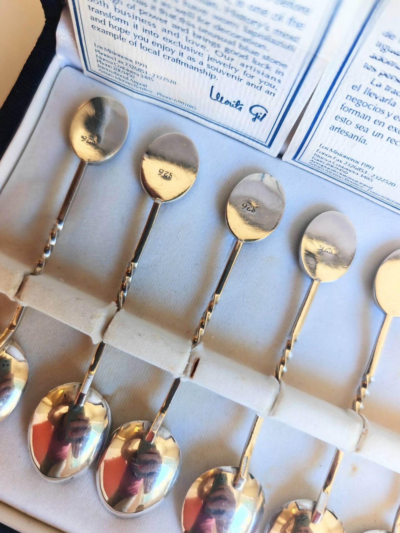 Box of 6 Solid Silver 925 Spoons & Lapis Lazuli - Morita Gil Chil