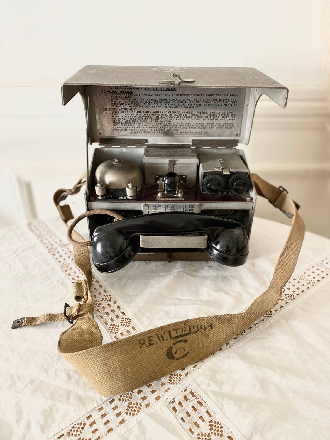 Vintage Canadian military field telephone 1943