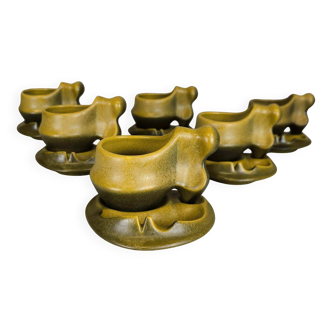 Six vintage Romanian coffee cups Faianta Sighisoara