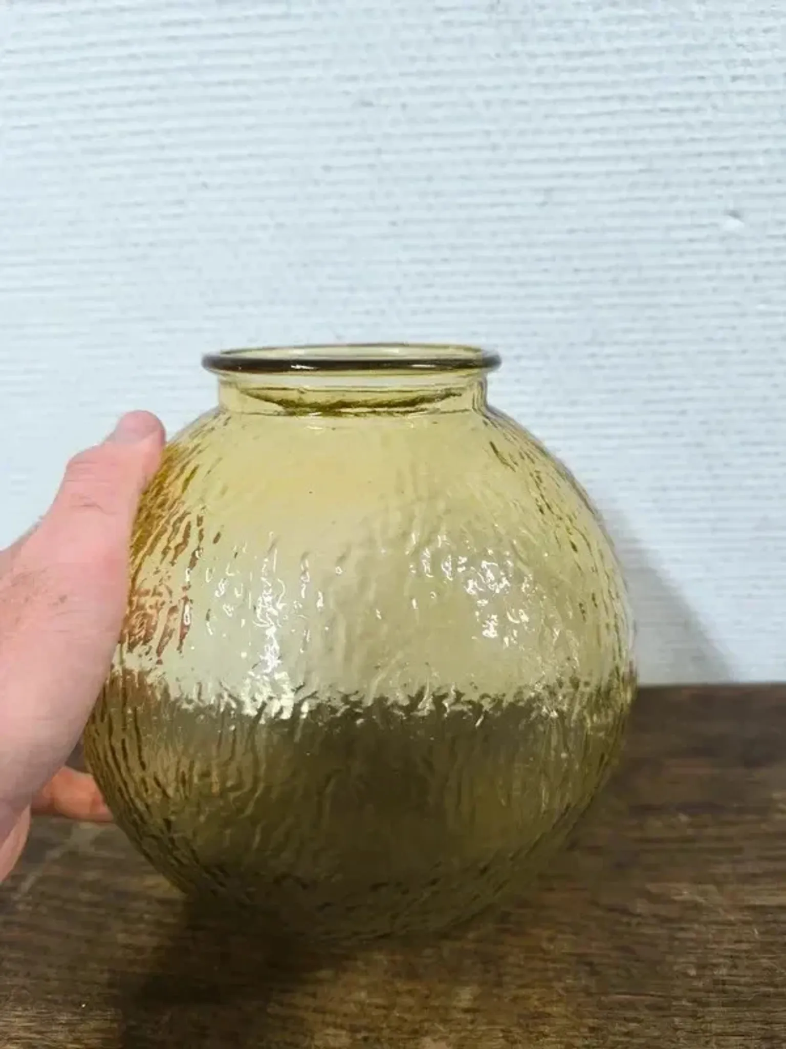 Globe abat-jour vintage en verre texturé ambré