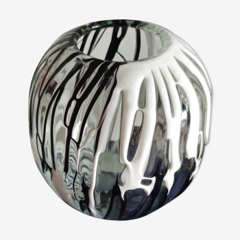 Glass spherical vase and glass paste circa 1970
