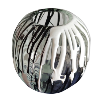 Glass spherical vase and glass paste circa 1970