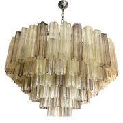 Luxury Huge Champagne E Fumè “Tronchi” Murano Glass Chandelier in Venini Style