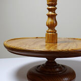 Large wooden pine cheese display stand, handcrafted, vintage 70s-80s.