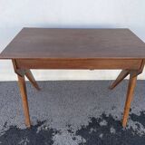 Modernist wooden desk with compass feet 1950
