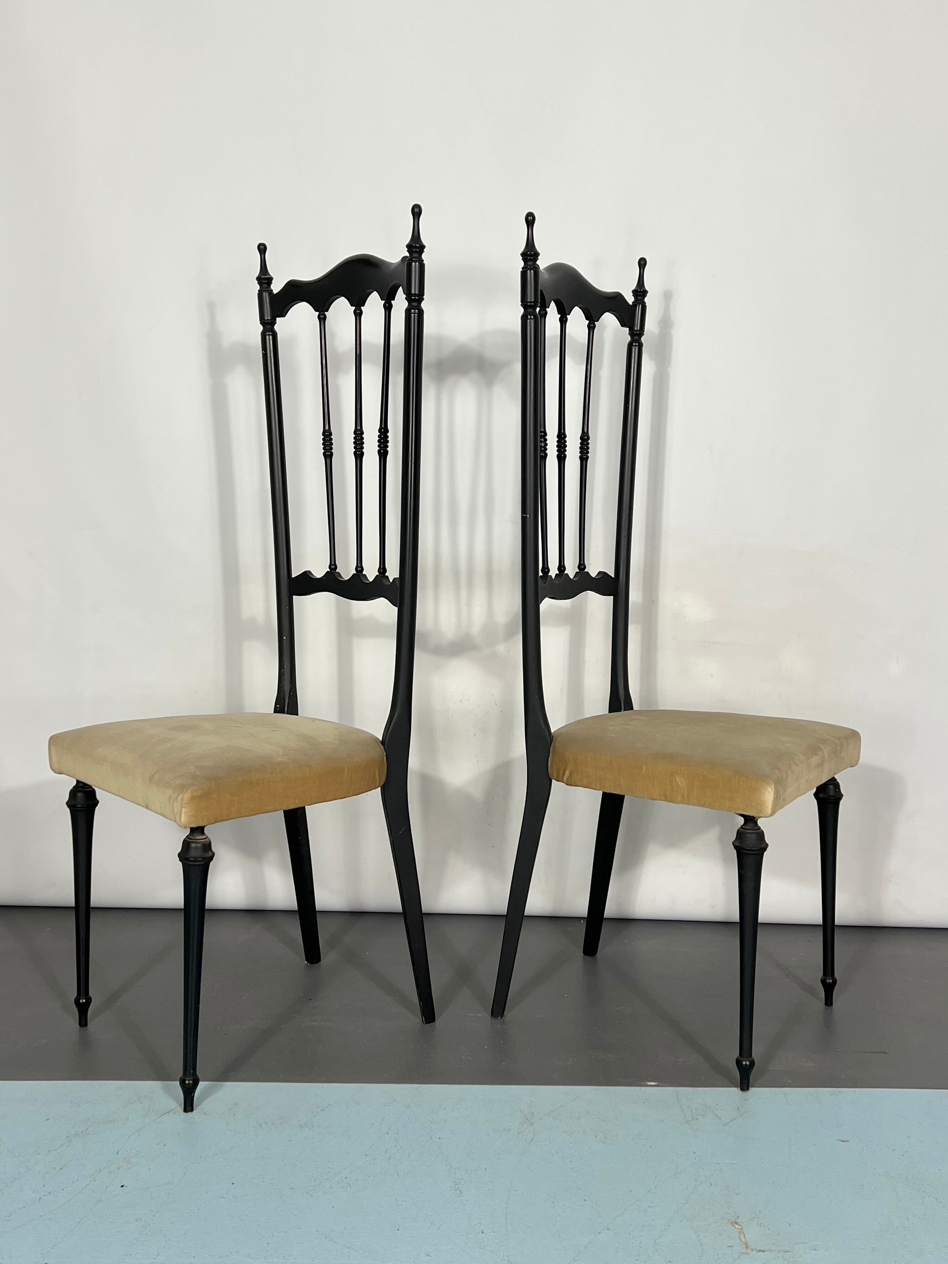 Italian Vintage set of two side Chiavari chairs from 50s