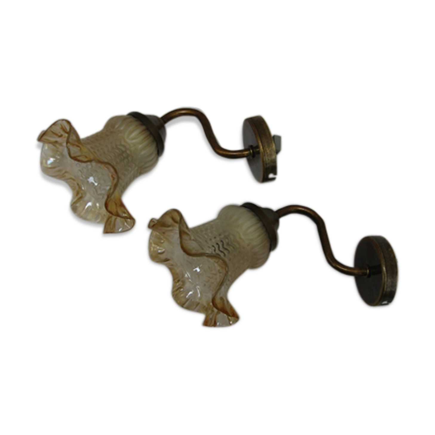 Paire d'appliques métal et verre