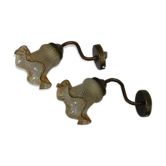 Paire d'appliques métal et verre