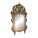 Large 19th Century French Giltwood Marriage Mirror Antique Overmantel Mirror with Original Mercury Foxed Glass