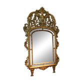 Large 19th Century French Giltwood Marriage Mirror Antique Overmantel Mirror with Original Mercury Foxed Glass