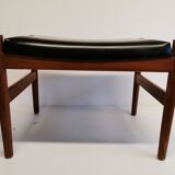 Danish designed footstool, in teak and black skai. Made at Spøttrup furniture factory in the 1960s.