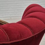 1950s, Danish armchair with footstool, furniture velour, ash wood.