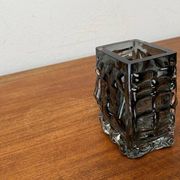 Brutalist bubble glass block vase by Josef Schott for Smålandshyttan, mid-century, 1960s.