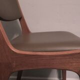 Paire de chaises de salle à manger KS Mobler en teck massif et cuir, années 1960