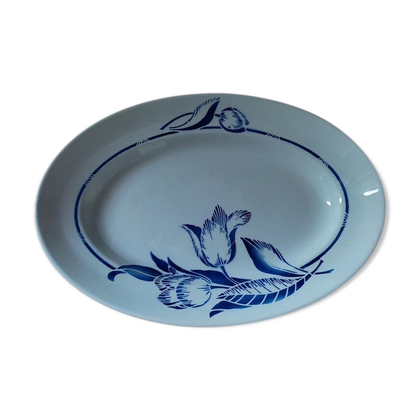 Oval porcelain porcelain blue flower St Amand dp 092282