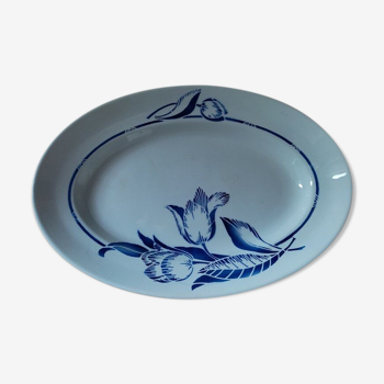 Plat ovale porcelaine fleur bleue St Amand dp 092282