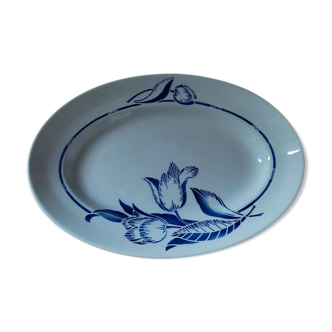 Plat ovale porcelaine fleur bleue St Amand dp 092282