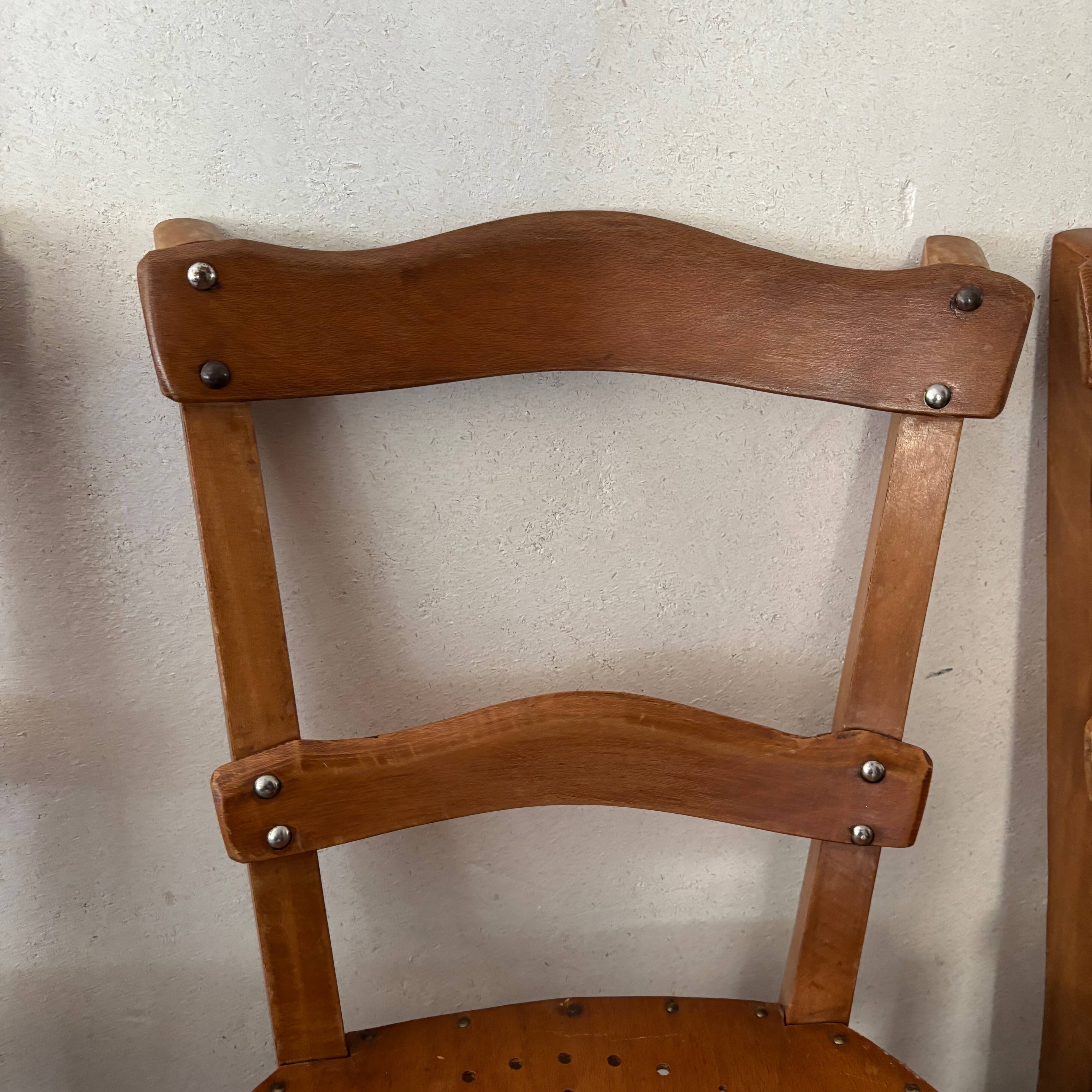 Pair of 3 wooden chairs