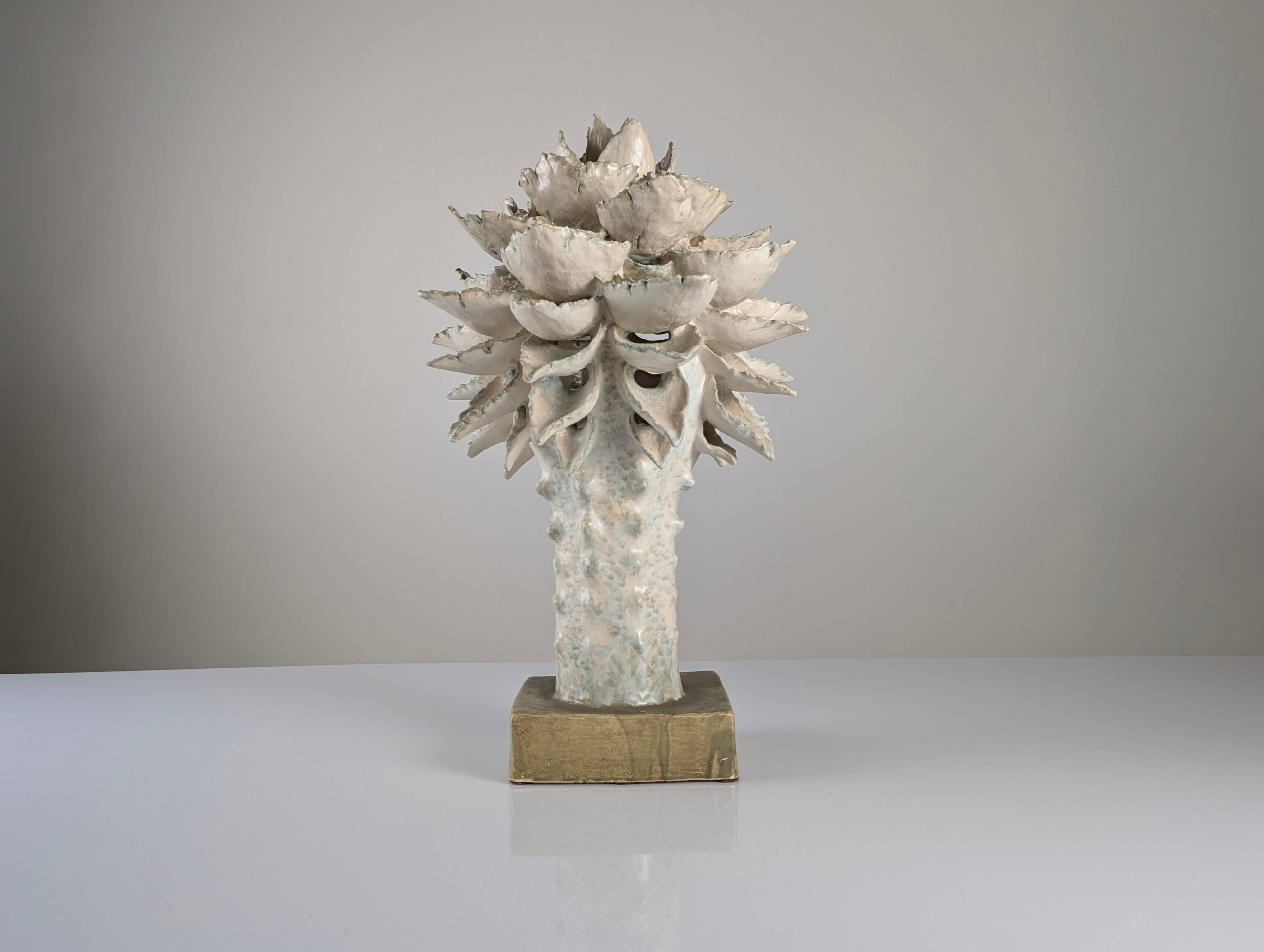 Glazed Ceramic Light Sculpture by Birthe Aksby, Denmark, 1970s