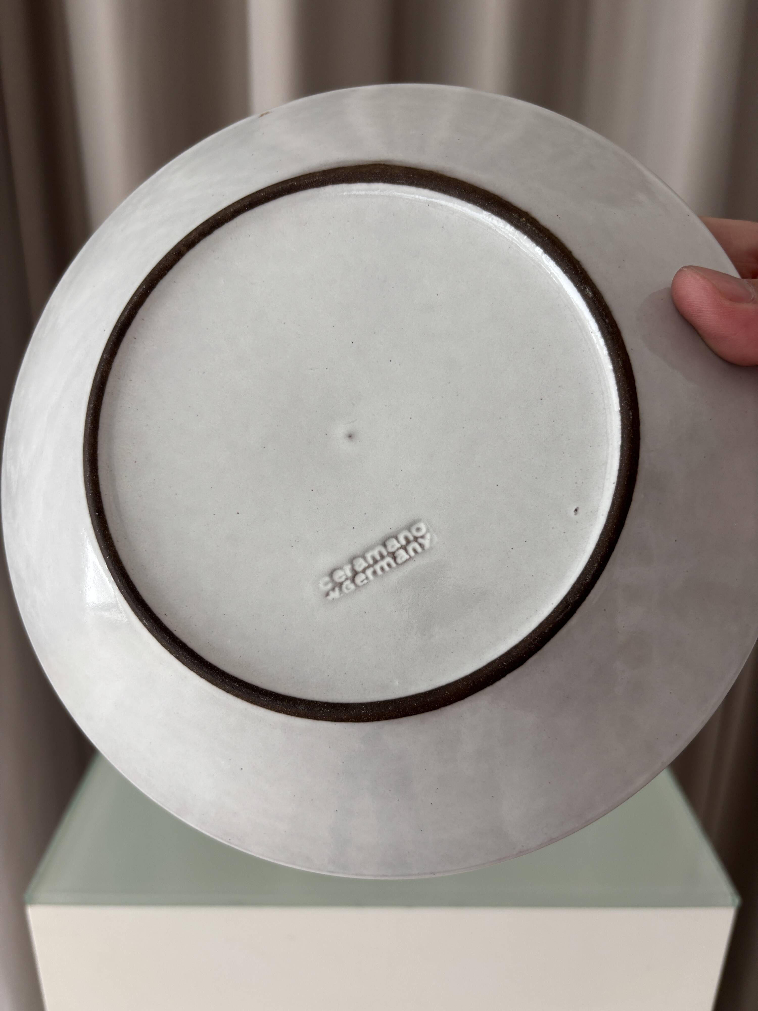 Ensemble de 4 assiettes à soupe en grès Ceramano Allemagne | Moderne du milieu du siècle